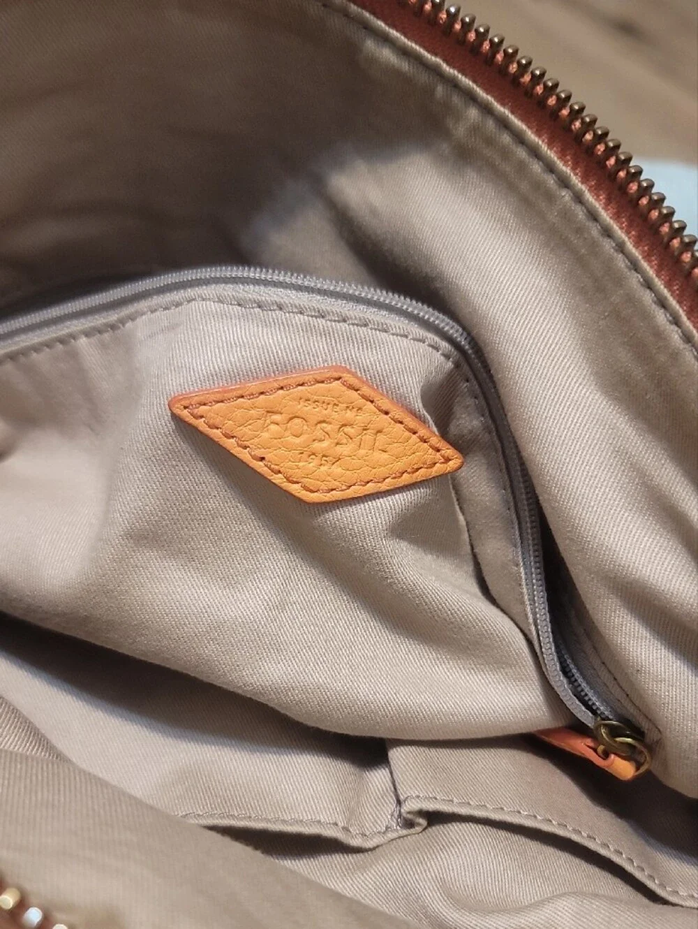 Fossil Peach Leather Hobo Shoulder Bag